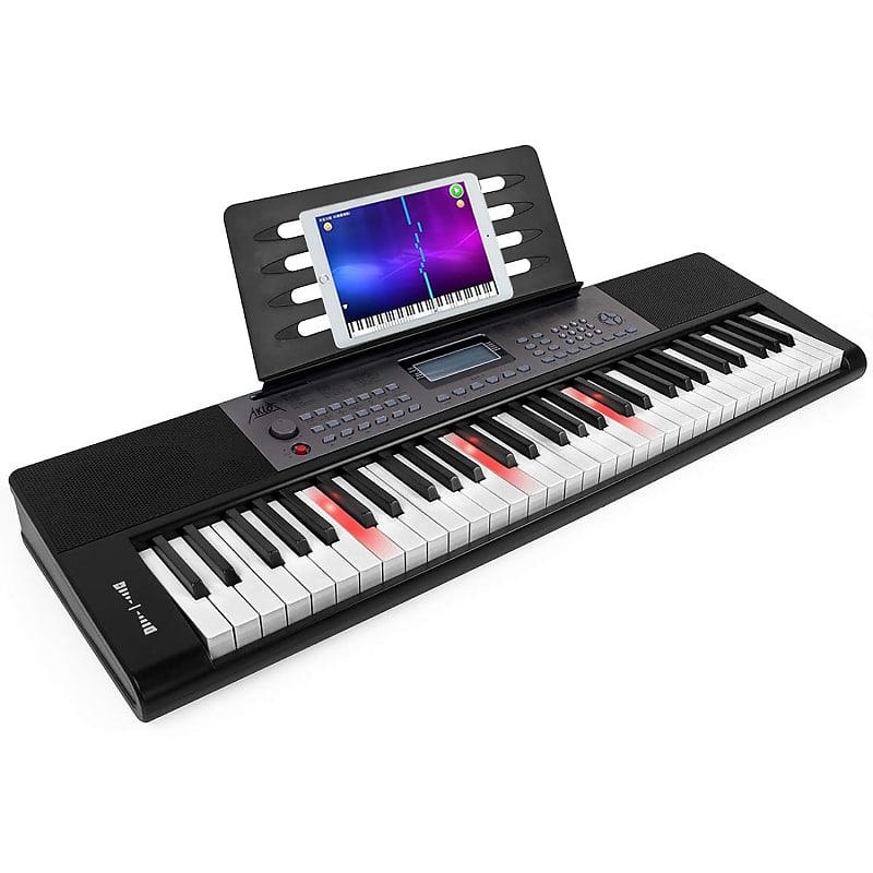 RockJam rockjam 61 key keyboard piano with lcd display kit, keyboard stand,  piano bench, headphones, simply piano app & keynote stick