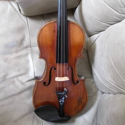 Vintage Violin with Beautiful Inlays, 4/4 c1880 image 14