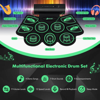 Sonart Electronic Drum Set with 2 Build-in Stereo Speakers for