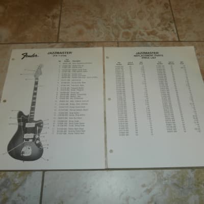 Vintage Late 1970's Fender Jazzmaster Guitar Replacement Parts List and Price List! Case Candy! image 1