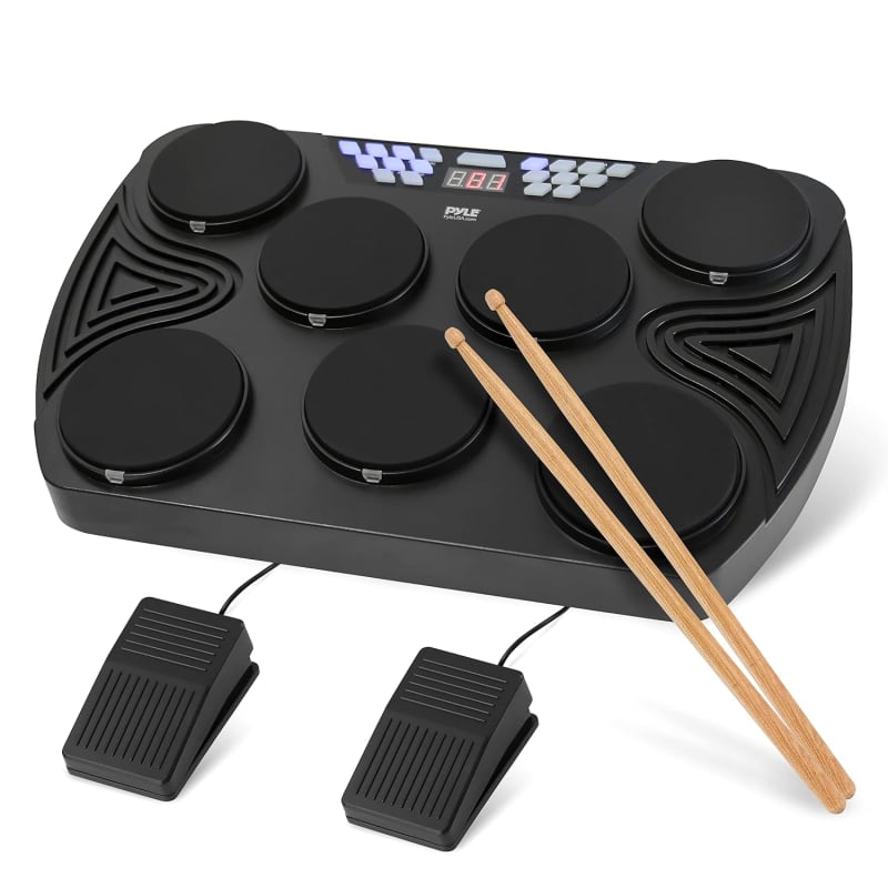 Electronic Drum Set Portable Drum Pad Roll-up Drum Machine Practice Drum  Kit With Headphone Drumsticks Foot Pedals,16 drum Sounds Tambourine Mode 7