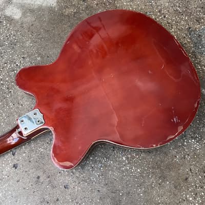 Teisco Vintage Hollowbody Electric Guitar 1960s - Red image 11