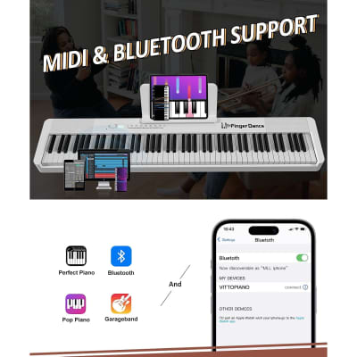 88 Key Piano Keyboard, Digital Piano, 88 Key Weighted Keyboard, Portable Electric Piano With Bluetooth Midi For Beginners, With Sustain Pedal, Power Supply, Black image 6