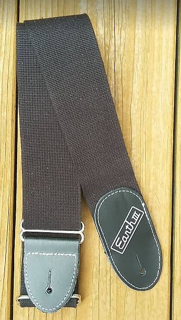 Earth III Black Cotton and Leather Guitar Strap! Brand New! | Reverb