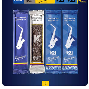 Vandoren SAXMIXA3 Alto Saxophone Mix Card Reed Variety Pack - Strength 3