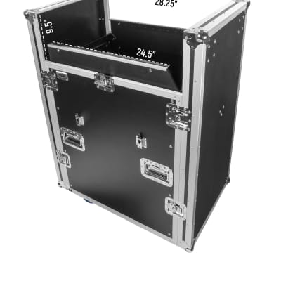 OSP MC14U-16SL 16 Space ATA Mixer/Amp Rack for High-Back Mixing Consoles, 14-Space Rack Depth with Attached Standing Lid Table image 3