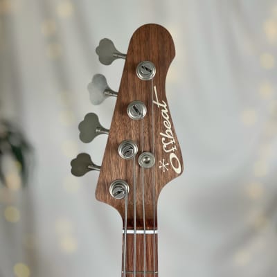 Offbeat Guitars Shelby 30" Short Scale Bass in Deep Water Glow on Pine, Walnut Neck with Bubinga Fretboard, EMG TBHZ Pickup and EXB Control image 6