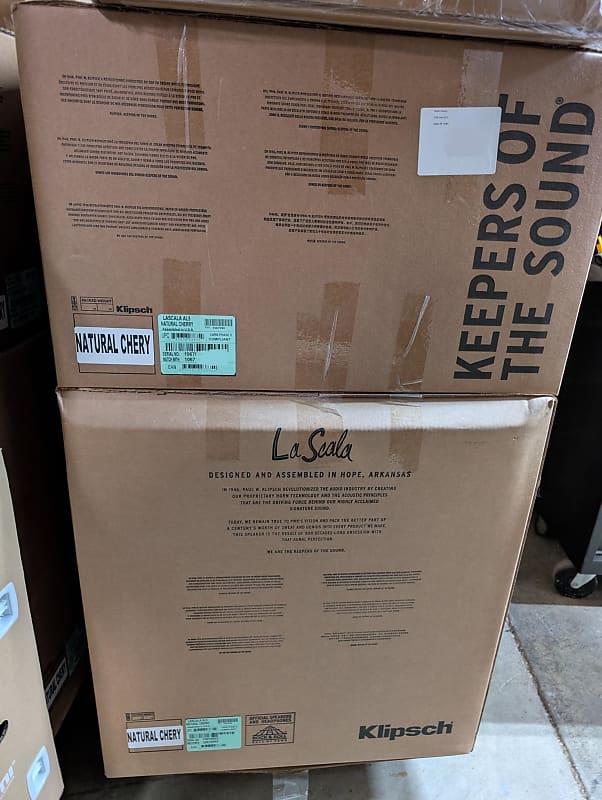 Klipsch La Scala AL5 Horn-Loaded Speakers (New in Box, Natural Cherry Pair)  			