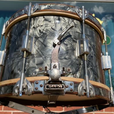 1937 Leedy 8x14 Pre-War Broadway Swingster Parallel Solid Shell Snare Drum Black Dimond Pearl image 3