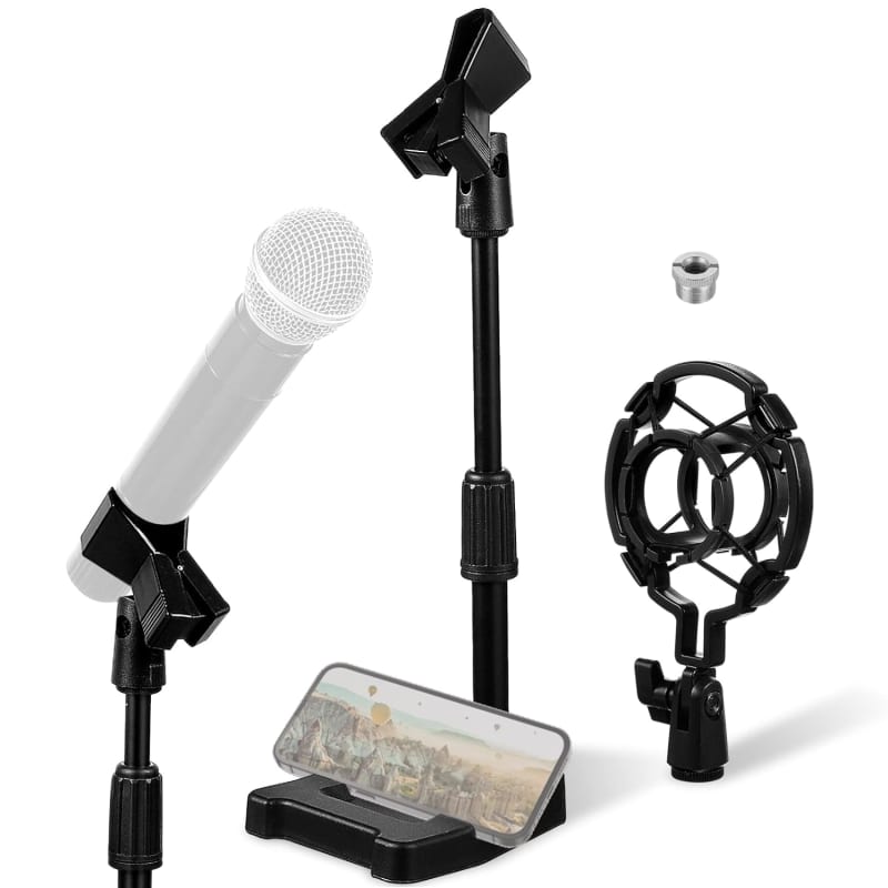 AT2020 Desktop Microphone Stand, Adjustable Table Mic Stand with Mic Shock  Mount for Audio Technica AT2020 AT2020USB+ AT2035 ATR2500 Condenser Studio  Microphone by Frgyee : : Musical Instruments