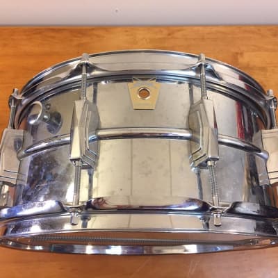 Ludwig No. 402 Supraphonic 6.5x14" Aluminum Snare Drum with Large Chicago Keystone Badge 1984