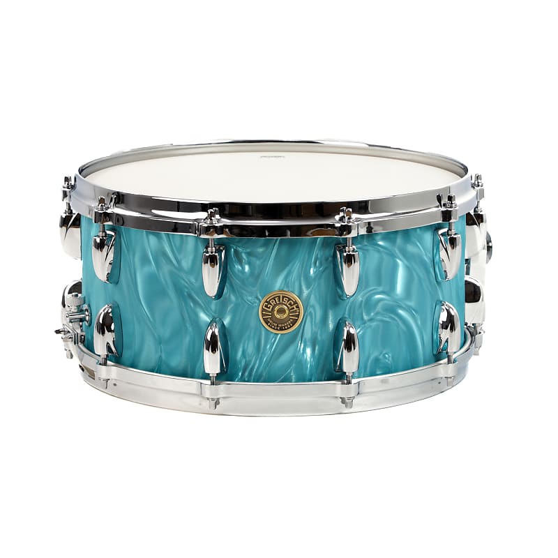Gretsch USA Custom 14x6.5-Inch Snare Drum - Aqua Satin Flame