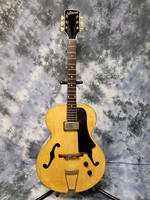 Video Demo 1958 National Dynamic  Archtop Electric Natural Carved Maple Valco Pickup Hard Shell Case image 1
