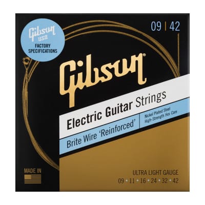 Gibson Brite Wire Reinforced Nickel Wound Electric Guitar Strings (.009 - .042) for sale