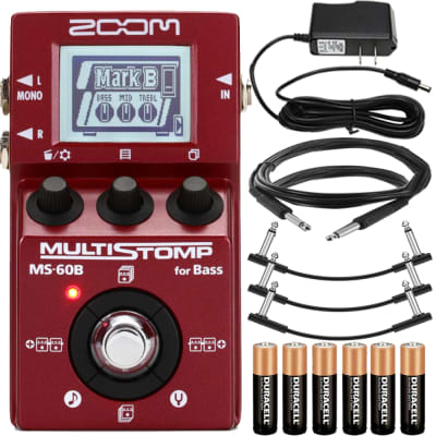 Zoom MS-60B Multistomp Bass Effects Pedal Bundle with Ansmann AA 2850mah  Rechargeable Battery (4-pack)