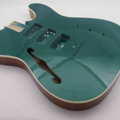 3lbs 7oz BloomDoom Nitro Lacquer Aged Relic Dark Sherwood Green Thinline Cab-Style VIntage Custom Guitar Body image 2