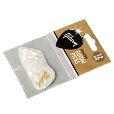 Gibson Pearloid White Picks 12 Pack - Medium for sale