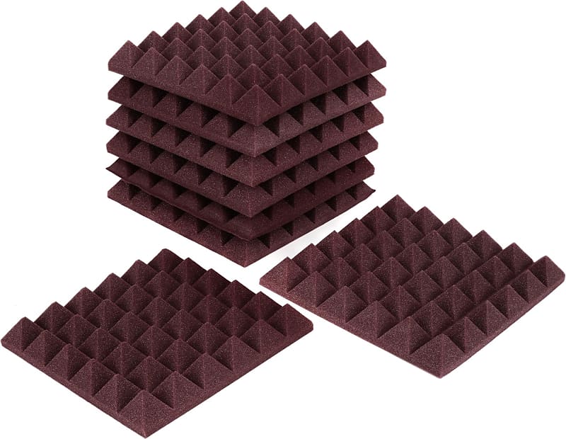 Gator Acoustic Pyramid Panels 1x1 foot 8pack Burgundy Reverb
