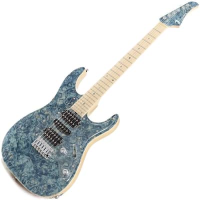 T's Guitars DST-Pro24 Burl Maple Top (Trans Blue Denim) image 2