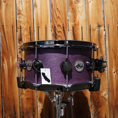 DW USA Collectors Series - Lavender Satin Oil - 6.5 x 14" Pure Maple SSC /VLT Shell Snare Drum w/ Black Nickel Hdw. (2023) image 4