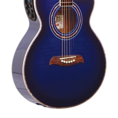 Oscar Schmidt OG10CEFTBL Cutaway Acoustic Electric Guitar. Trans Blue image 1