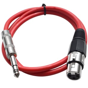 Seismic Audio SATRXL-F2RED XLR Female to 1/4" TRS Male Patch Cable - 2'