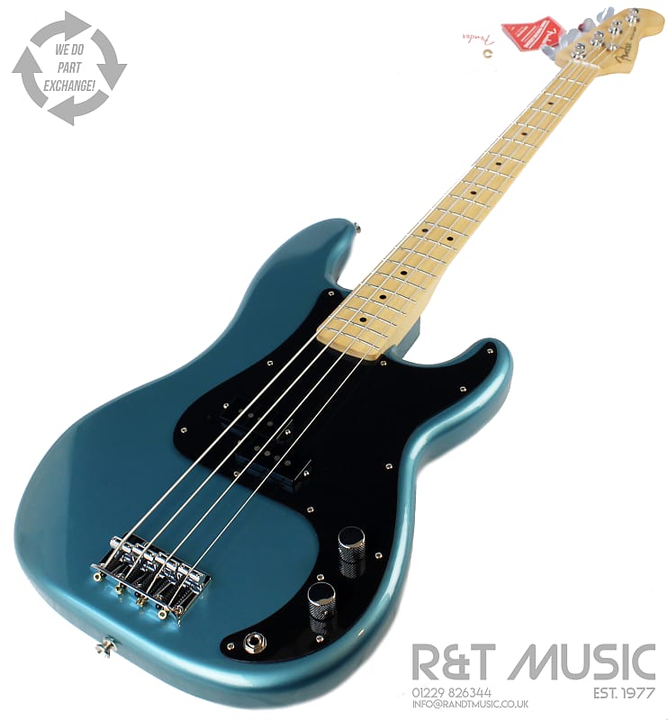 Fender Player Precision Bass Guitar MN in Tidepool w/Upgraded Single-Ply  Black Pickguard