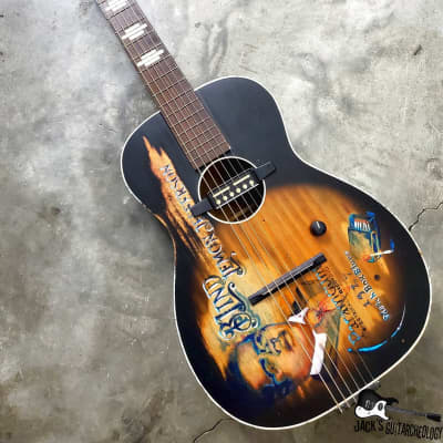 Harmony Stella "Blind Lemon Jefferson" Parlor Guitar w/ Goldfoil Pickup (1960s Art by Michael Bond) image 12