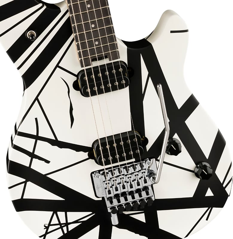 EVH Wolfgang Special Striped Series Electric Guitar, Ebony Fingerboard, White w/ Black Stripes image 1