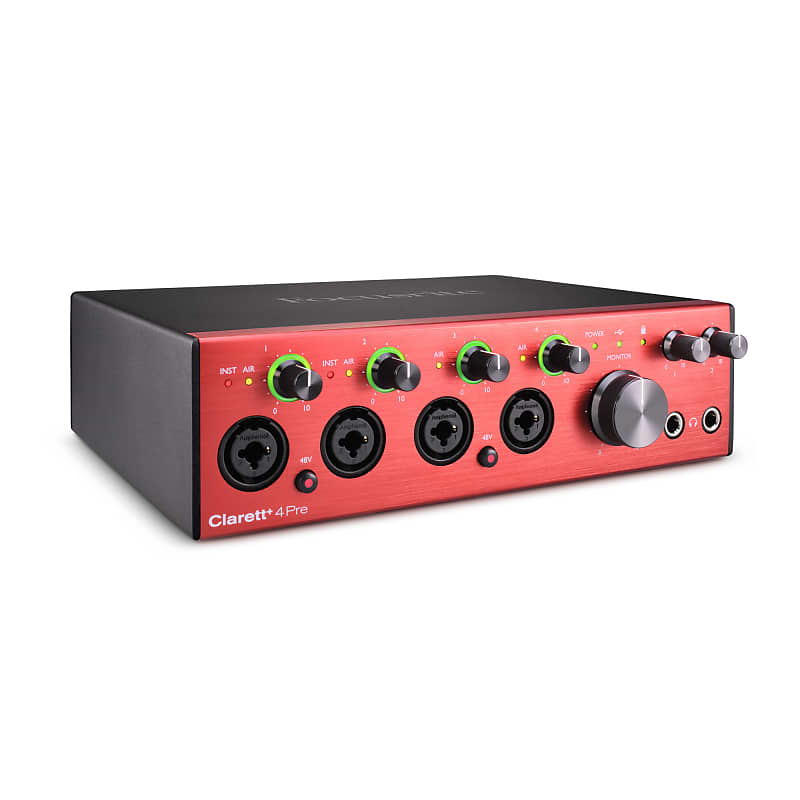 Focusrite Clarett+ 4Pre 18-In and 8-Out Audio Interface Bundle with  Headphones, Microphone Cable (4-Pack), and TRS Cable (2-Pack)