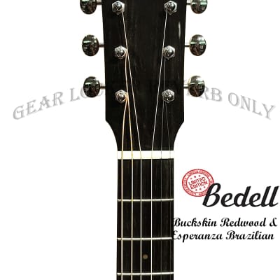 Bedell LTD-DC-RWBR Limited Edition Buckskin Redwood & Esperanza Brazilian Dreadnought cutaway with L.R. Baggs electronic guitar image 10