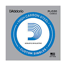 D'Addario PL020 Plain Steel Ball End .020 Single String image 1