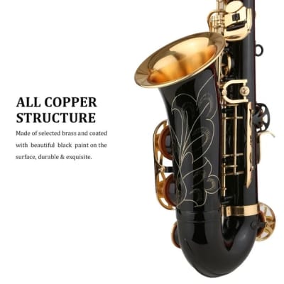 NEW Saxophone Black Paint E-Flat Sax for Beginner Brass Eb Alto Saxophone with Carrying Case image 3
