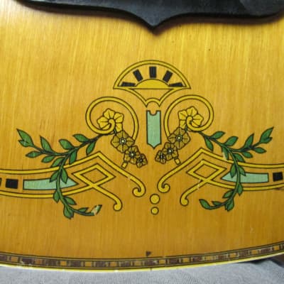 Unknown Parlor Acoustic Guitar 30s/40s art deco soso player w/intonation issues image 3