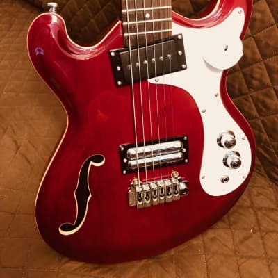 Danelectro 66BT-TRRED Semi-Hollow Double Cutaway Offset Horn Shape Baritone 6-String Electric Guitar image 14