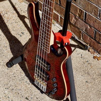 PRS Grainger 5 String Bass 10 Top Fire Red Burst image 4