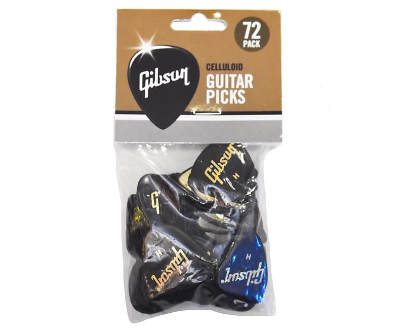 Gibson 72 Count Celluloid Black Heavy Size Guitar Pick Pack image 1