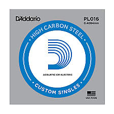 D'Addario PL016 Plain Steel Ball End .016 Single String image 1