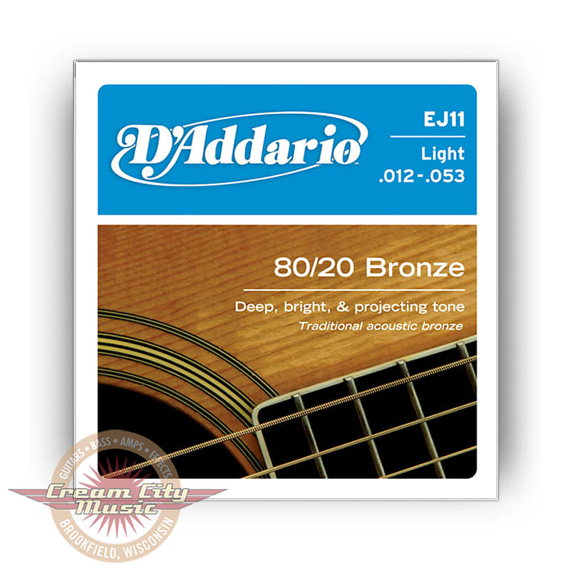 D'Addario EJ11 80/20 Bronze Light Acoustic Guitar Strings .012-.053 image 1