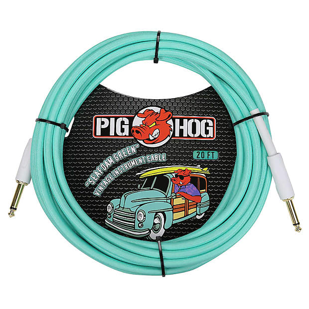 Pig Hog 20' Instrument Cable, Seafoam Green image 1
