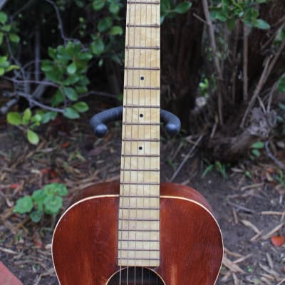 Vintage 1920s-30s May Bell Acoustic Parlor Guitar MOTS Faux Pearl Fretboard Regal Harmony image 5