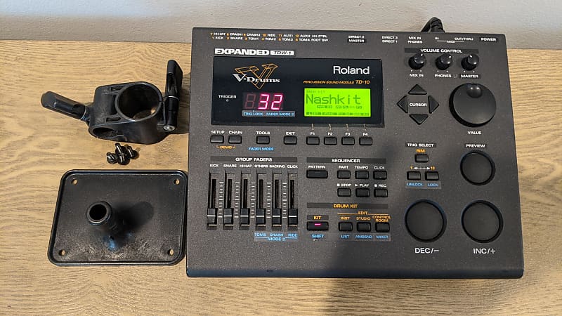 Roland TD-10 Drum Module Expanded with TDW-1 Card / with Mount / Super Clean image 1