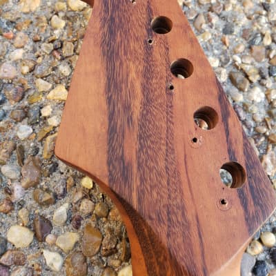 Warmoth Strat Neck, Partly Loaded, Rare Flamed Goncalo Alves, Stainless Frets, Floyd Rose Nut image 11