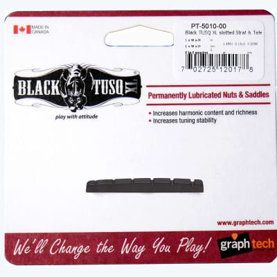 Graphtech Black PT-5010-00 Slotted Tusq XL Nut 44mm Flat Bottom for Stratocaster / Telecaster etc.. image 5