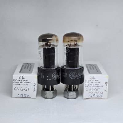 GE 6V6GT Black Plate Almost Perfectly Matched (1.0%) Pair NOS 6V6