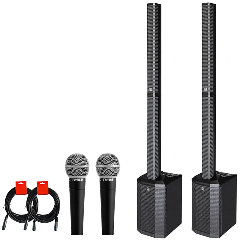 Hk Audio Polar 12 Two-Way 12'' 2000W Powered Column Array Audio Speaker  System (Bluetooth) Bundle with Superlux TM58 Dynamic Vocal Microphone and