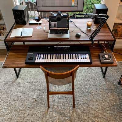 Hand made Studio desk 2022 Steel, walnut & leather image 9