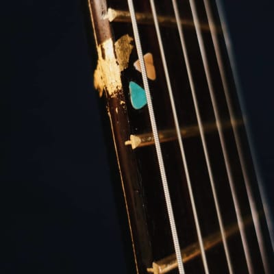 Boutique handmade Honfleur semi-hollow guitar with lacquered eggshell inlays image 11