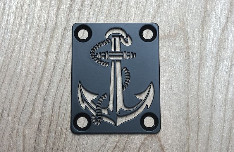 Anchor Neck Plate For Bolt On Neck Guitar or Bass - Industrial Black Finish image 1