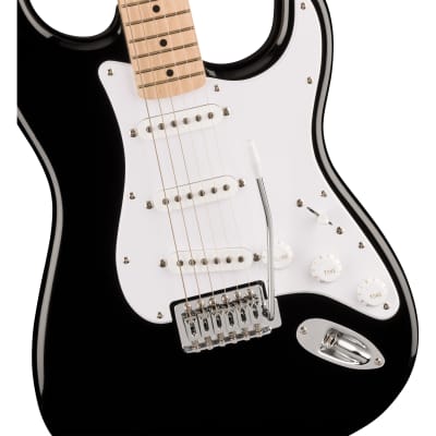 Squier Sonic Stratocaster Guitar, Maple Fingerboard, White Pickguard, Black image 3